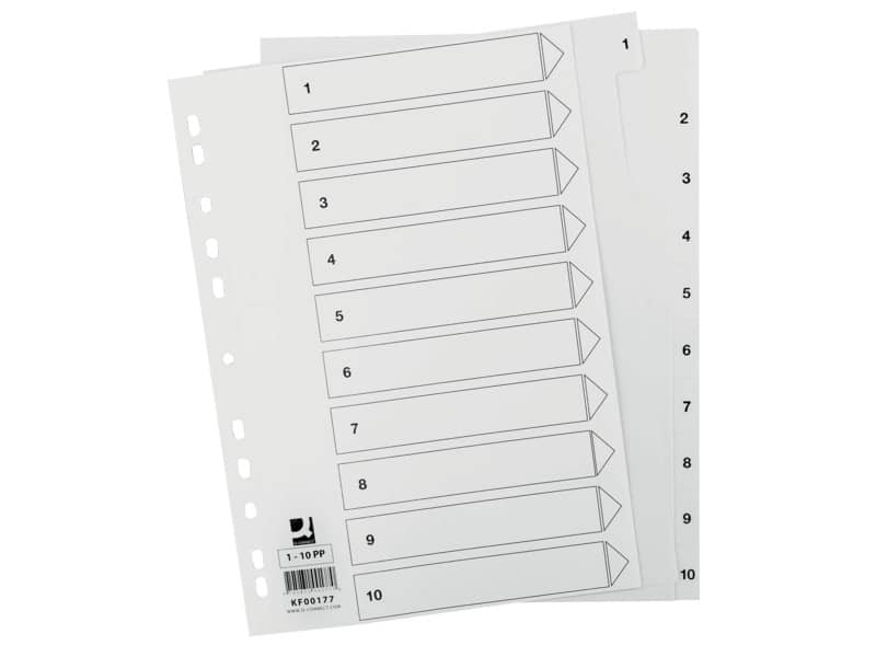 Divisore numerico Q-Connect bianco 22,5x29,7 cm ppl 1-10 KF00177