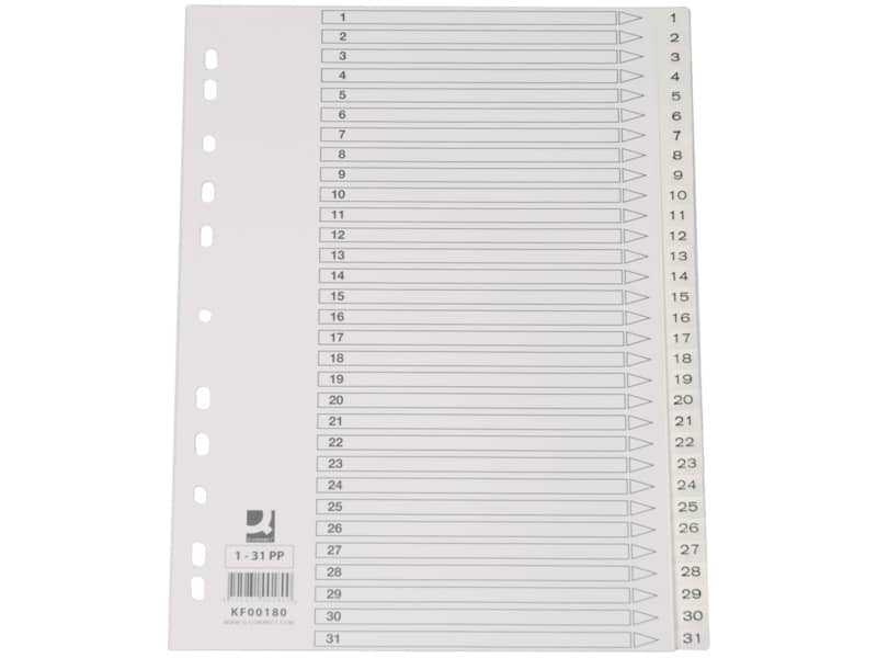 Divisore numerico Q-Connect bianco 22,5x29,7 cm ppl 1-31 KF00180