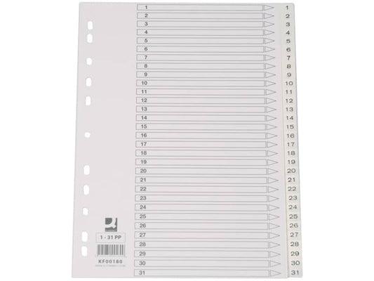 Divisore numerico Q-Connect bianco 22,5x29,7 cm ppl 1-31 KF00180