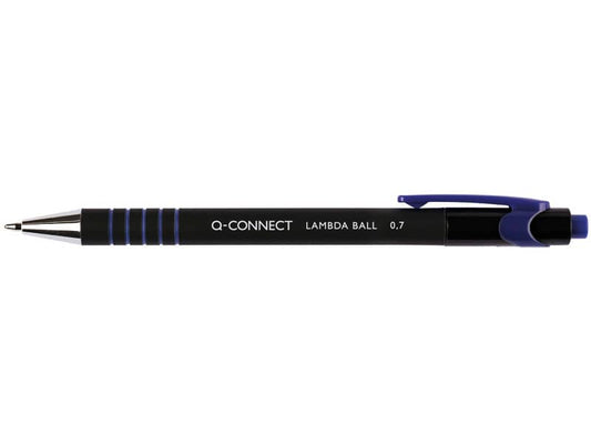 Penna a sfera a scatto Q-Connect Lamda 0,7 mm blu KF00673