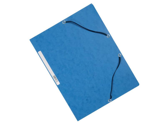 Cartellina a 3 lembi con elastico Q-Connect 24,3x32 cm cartoncino manilla 375 g/m² blu - KF02167