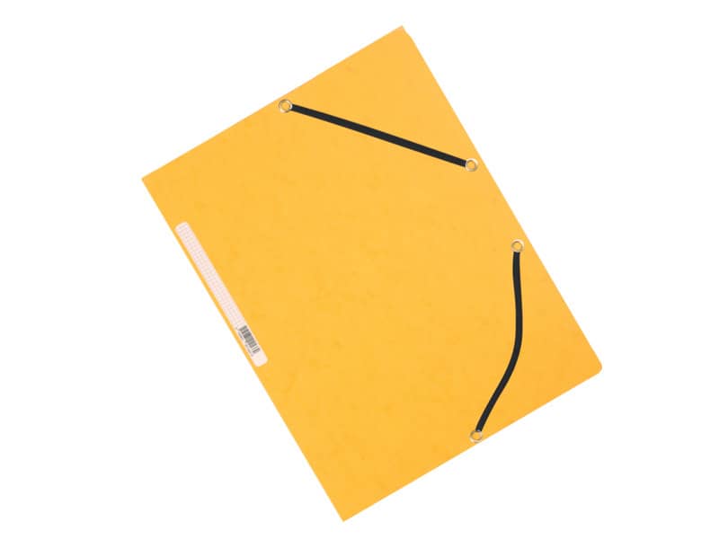 Cartellina a 3 lembi con elastico Q-Connect 24,3x32 cm cartoncino manilla 375 g/m² giallo - KF02166