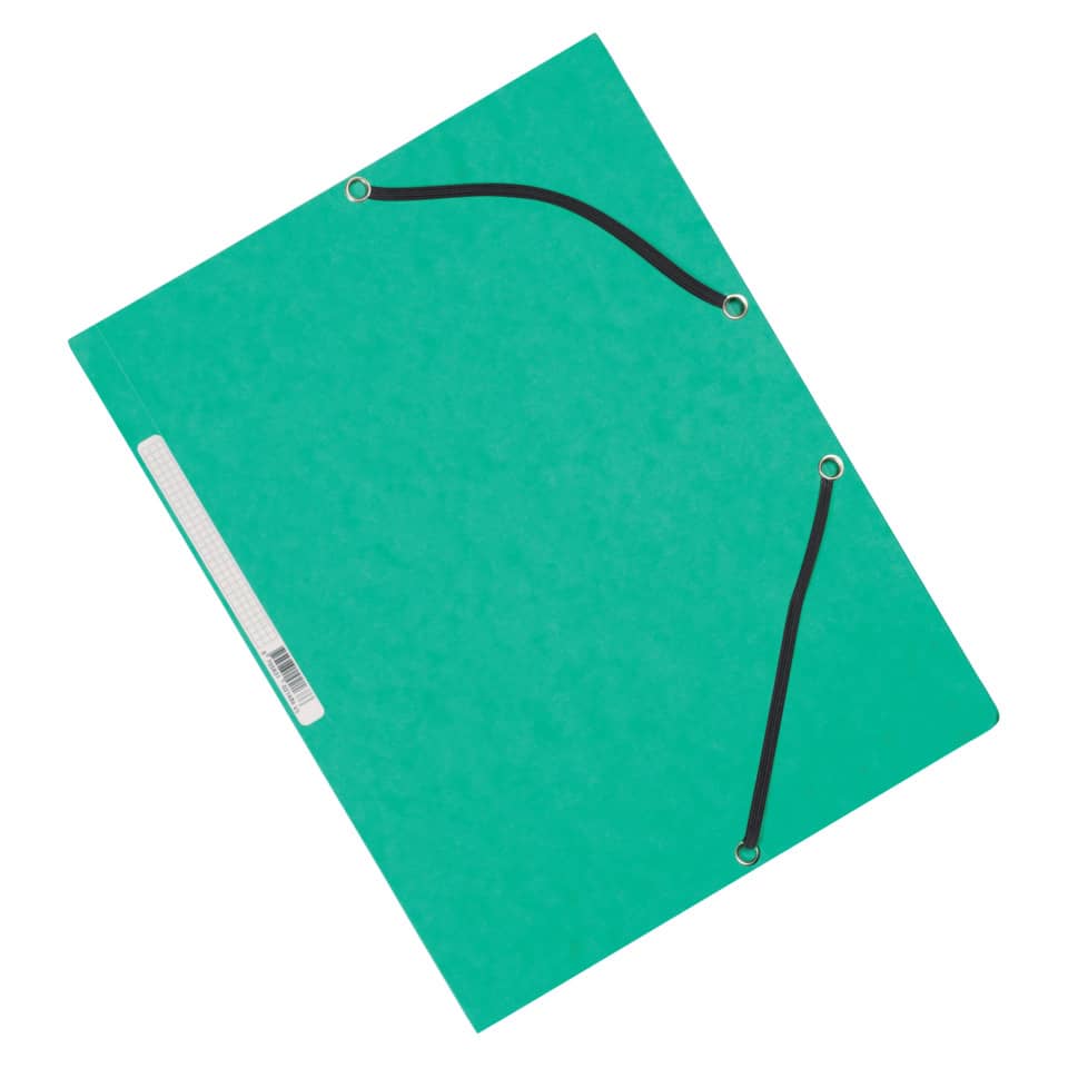 Cartellina a 3 lembi con elastico Q-Connect 24,3x32 cm cartoncino manilla 375 g/m² verde - KF02168