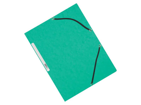 Cartellina a 3 lembi con elastico Q-Connect 24,3x32 cm cartoncino manilla 375 g/m² verde - KF02168