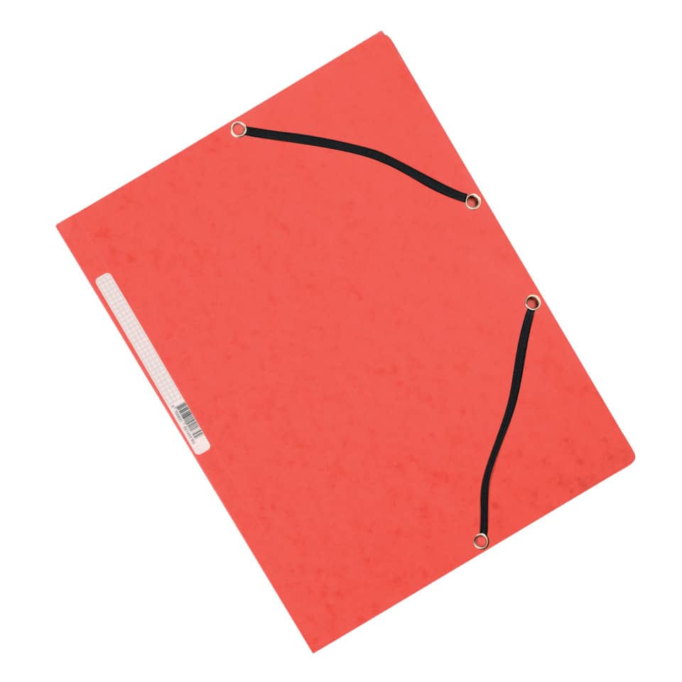 Cartellina a 3 lembi con elastico Q-Connect 24,3x32 cm cartoncino manilla 32x24,3 cm 375 g/m² rosso - KF02165