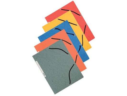 Cartellina a 3 lembi con elastico Q-Connect 24,3x32 cm cartoncino manilla 375 g/m² assortiti cf. 10 - KF02174