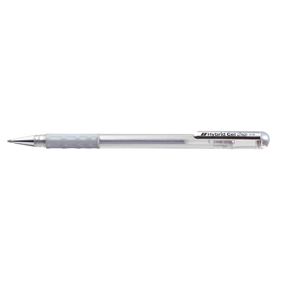 Penna roller Pentel Gel Hybrid grip Metallic 0.8 mm argento K118-Z