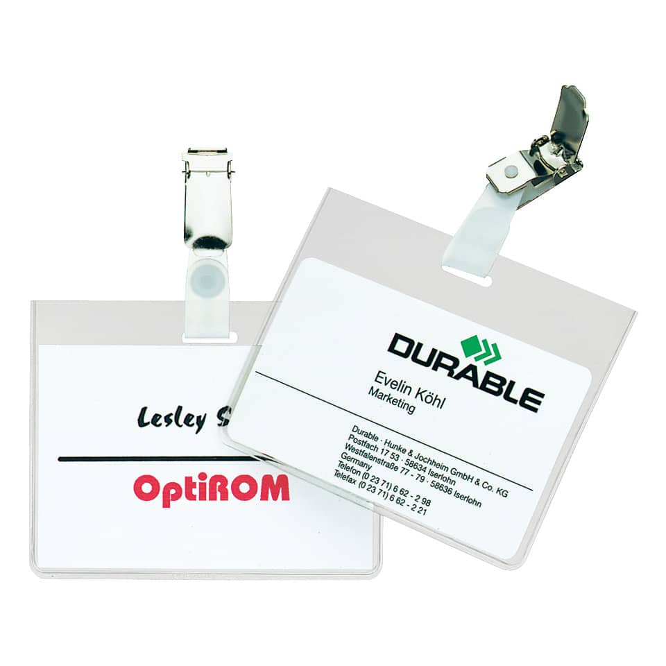 Portanomi DURABLE tasca chiusa con clip inserto 60x90mm conf. 5 - 860319