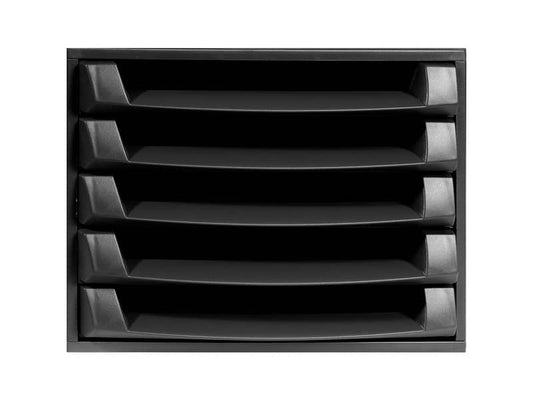 Cassettiera Exacompta THE BOX ECOBlack nero 5 cassetti aperti - PPL 38,7x28,4x21,8 cm - 221014D