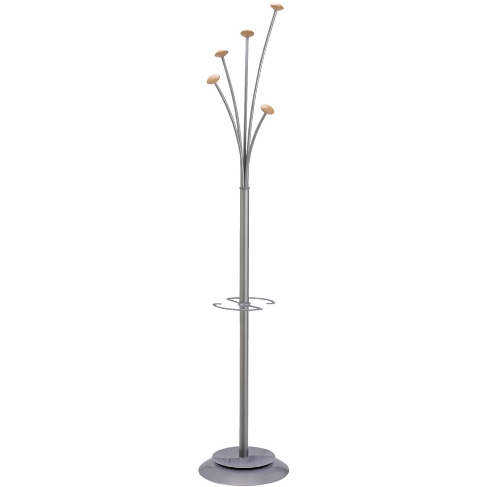 Appendiabiti da terra Alba PMFest con 5 appendini ø35xH.175 cm Grigio-Argento-Marrone chiaro PMFESTW M