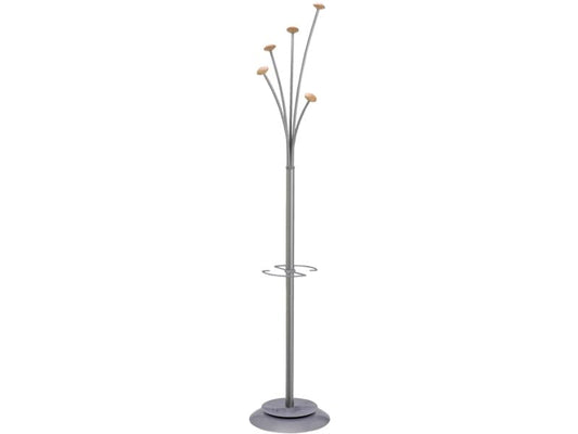 Appendiabiti da terra Alba PMFest con 5 appendini ø35xH.175 cm Grigio-Argento-Marrone chiaro PMFESTW M