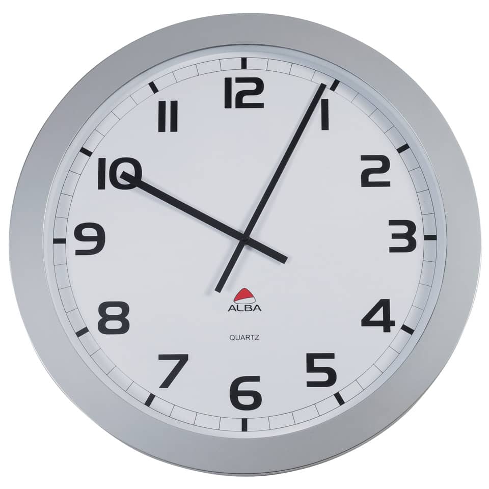 Orologio da parete Alba Horgiant ABS diametro 60 cm - 2 lancette nere. Grigio argento-HORGIANT