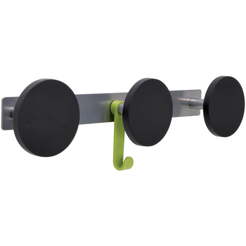 Appendiabiti da parete Alba metallo e ABS 3 ganci - Grigio/nero - PMS3