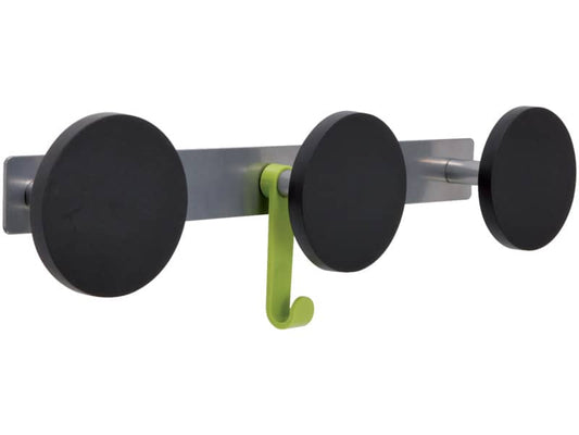 Appendiabiti da parete Alba metallo e ABS 3 ganci - Grigio/nero - PMS3