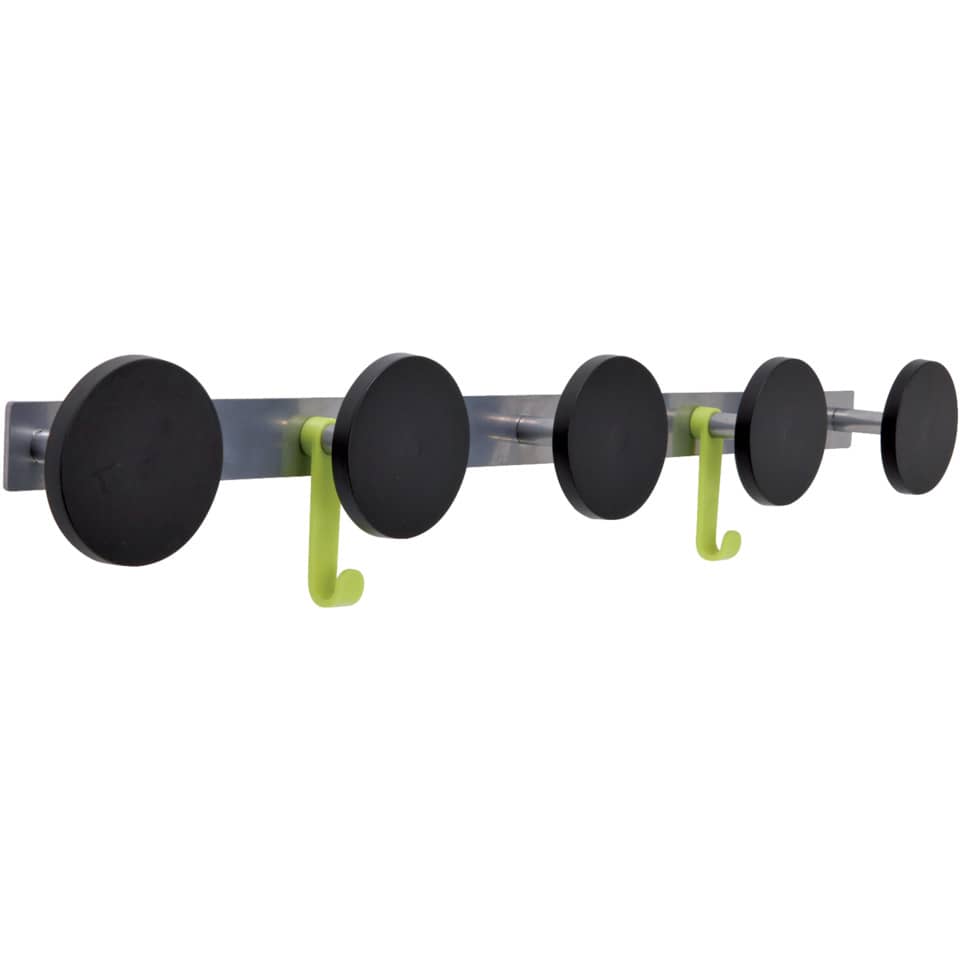 Appendiabiti da parete Alba appendini 81x7x9 cm 5 ganci - grigio/nero - PMS5