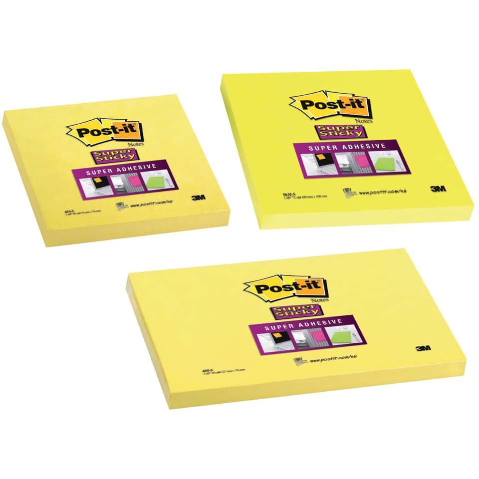 Foglietti riposizionabili Post-it® Super Sticky Notes 76x76 mm 90 ff giallo oro 654-S