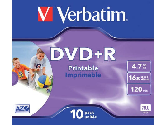 DVD+R Verbatim Jewel case 4,7 GB - Velocità 16x conf. da 10 - 43508