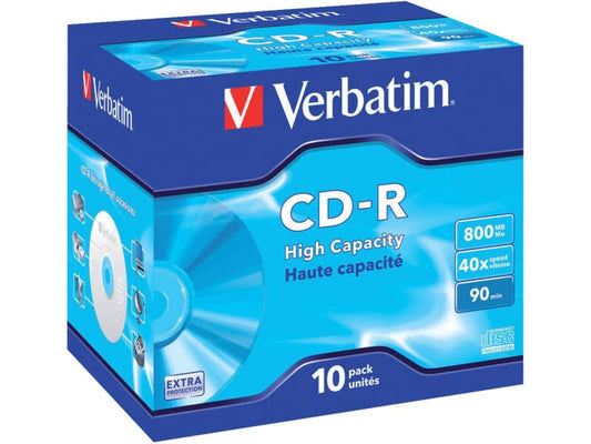 CD-R High Capacity Verbatim 800 MB 40x Jewel Case da 10 cd - 43428