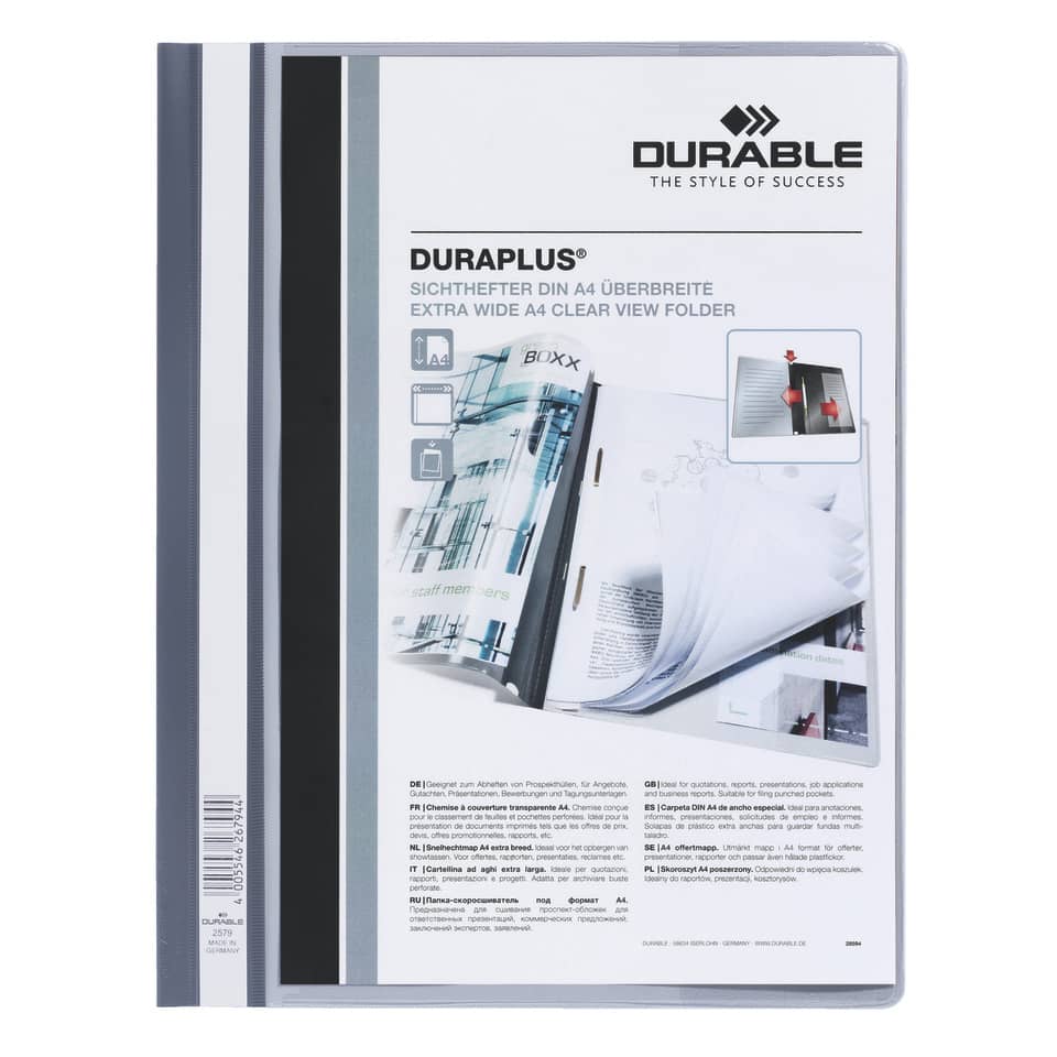 Cartellina ad aghi DURABLE DURAPLUS® A4 grigio 257910
