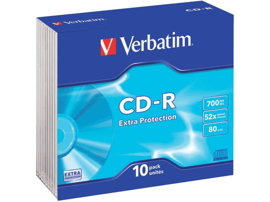 CD-R Extra Protection Verbatim 700 MB 52x Slim Case conf. da 10 - 43415