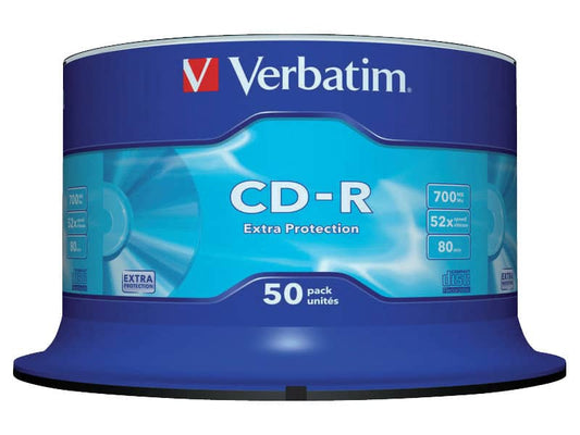 CD-R Extra Protection Verbatim 700 MB 52x Spindle Case da 50 cd-r - 43351