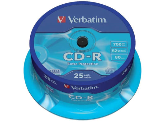 CD-R Extra Protection Verbatim 700 MB 52x Spindle Case da 25 cd-r - 43432