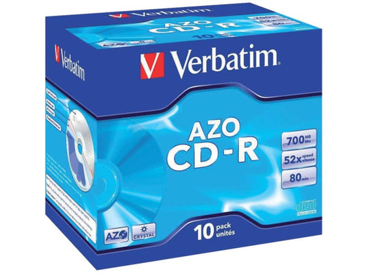 CD-R AZO Verbatim 52x 700 MB Jewel Case da 10 pezzi - 43327
