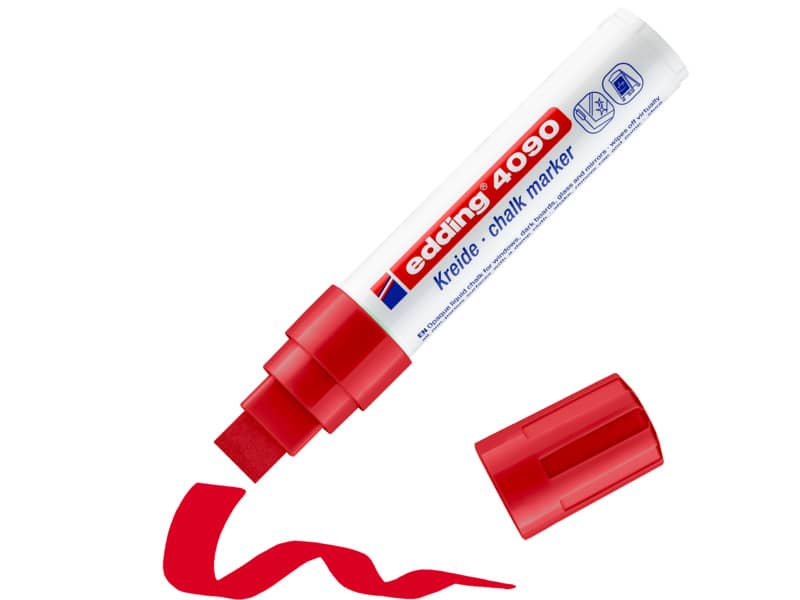 Marcatore a gesso liquido edding 4090 punta scalpello 4-15 mm rosso 4-4090002