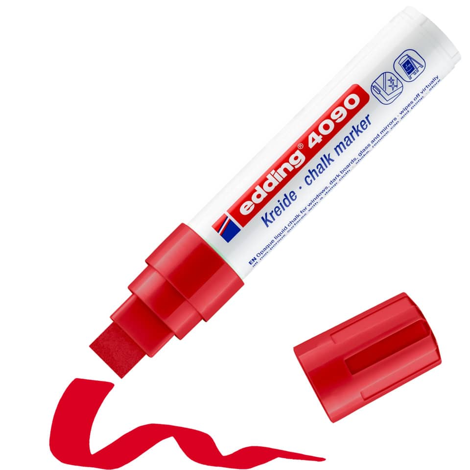 Marcatore a gesso liquido edding 4090 punta scalpello 4-15 mm rosso 4-4090002