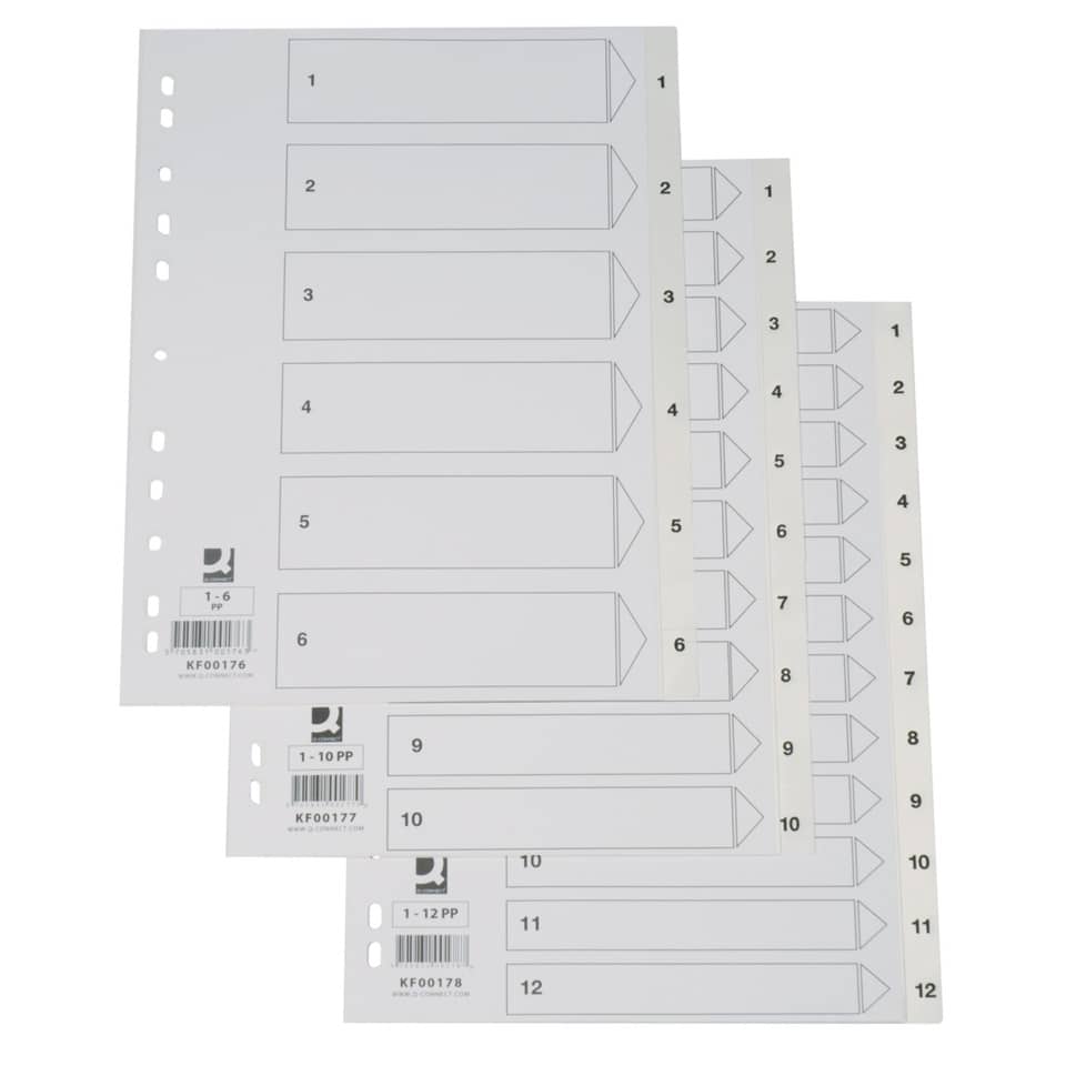 Divisore numerico Q-Connect bianco 22,5x29,7 cm ppl 1-12 KF00178