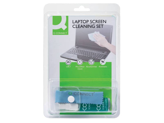 Kit pulizia laptop Q-Connect Spray da 25 ml + panno KF32158A