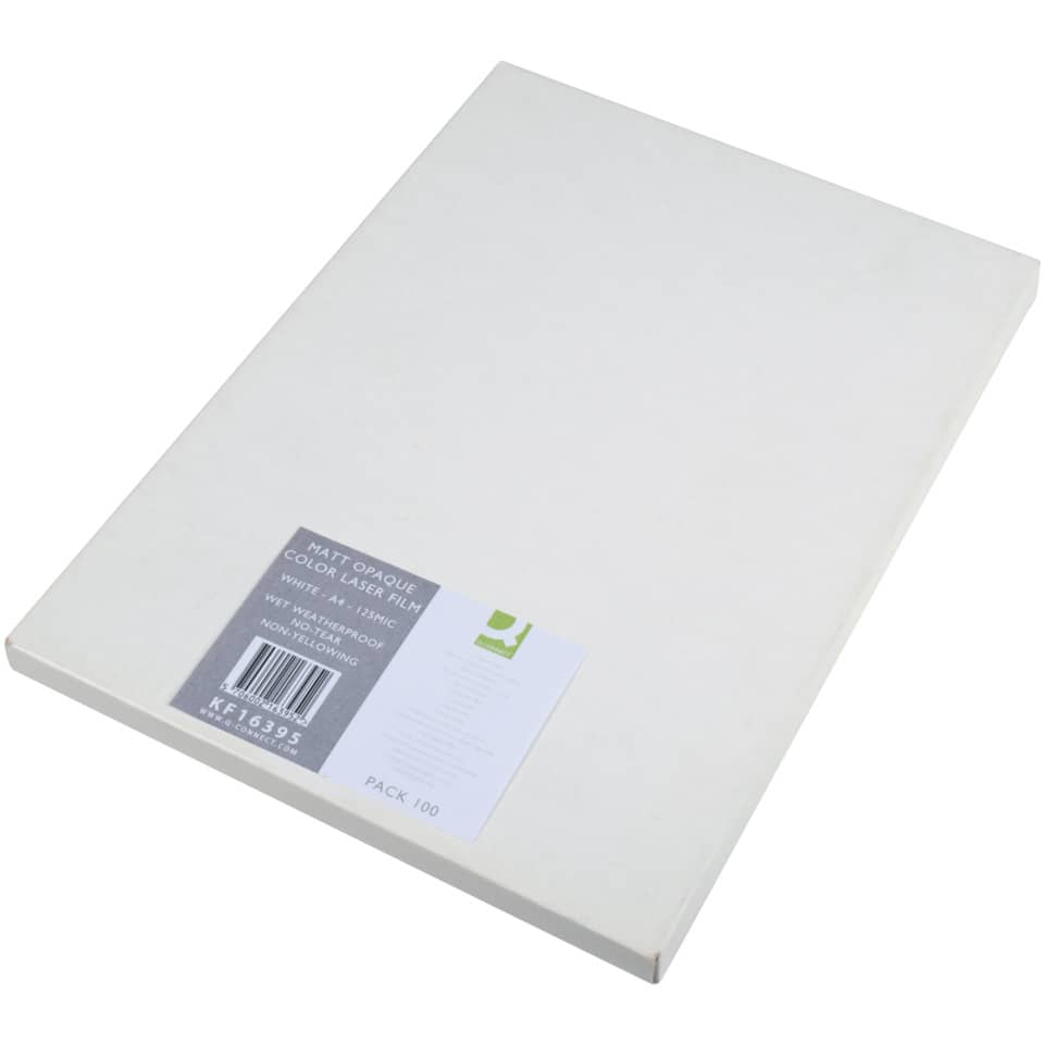 Pellicola Laser Q-Connect in scatola bianco 125 µm opaca conf. da 100 fogli - KF16395