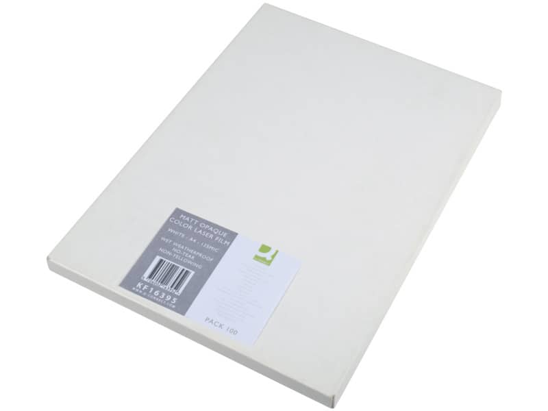 Pellicola Laser Q-Connect in scatola bianco 125 µm opaca conf. da 100 fogli - KF16395