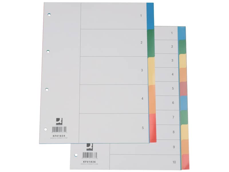 Divisori neutri Q-Connect tasti colorati 5 fogli KF01834