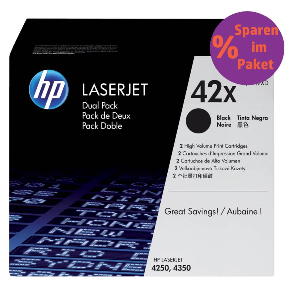 Toner alta capacità 42X HP nero  Conf. 2 - Q5942XD