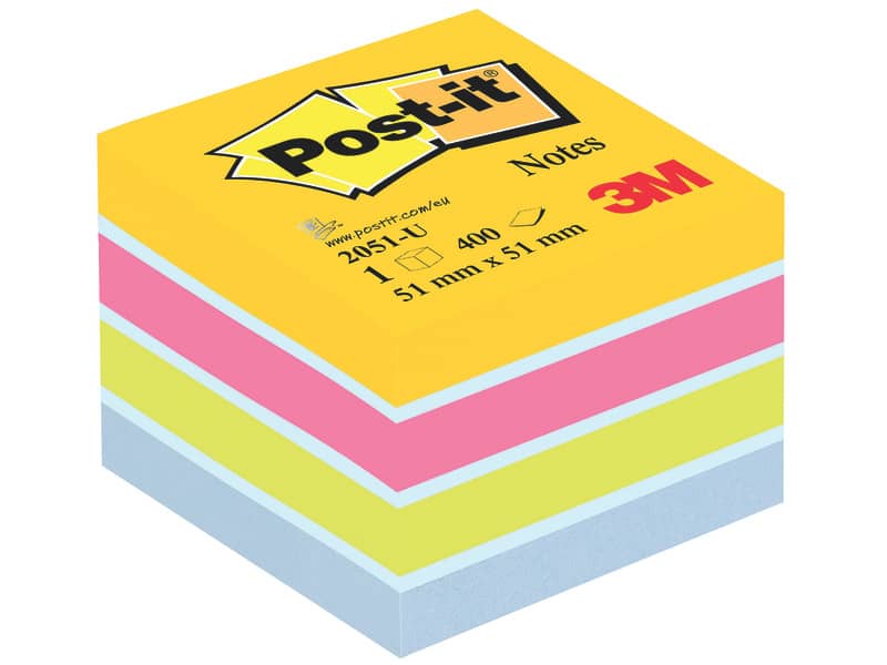 Foglietti riposizionabili colorati Post-it® Notes Minicubo Ultra 51x51 mm assortiti  400 ff - 2051-U