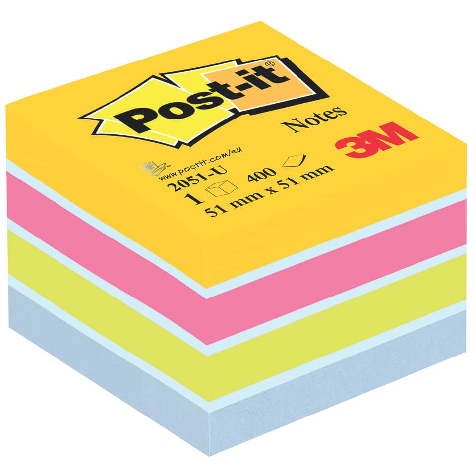 Foglietti riposizionabili colorati Post-it® Notes Minicubo Ultra 51x51 mm assortiti  400 ff - 2051-U