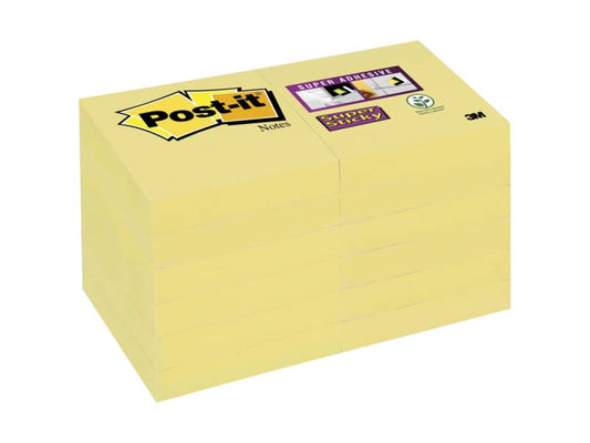 Foglietti riposizionabili Post-it® Super Sticky Notes 47.6x47.6 mm Giallo Canary™ blocchetto 90 ff - 622-12SSCY-EU