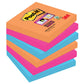 Foglietti riposizionabili Post-it® Super Sticky Bangkok 76x76 mm assortiti conf. 6 blocchetti da 90 ff - 654-6SS-EG