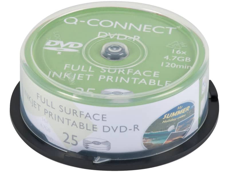 DVD-R Q-Connect Spindle 16x 120 min stampabile conf. da 25 pezzi - KF18021