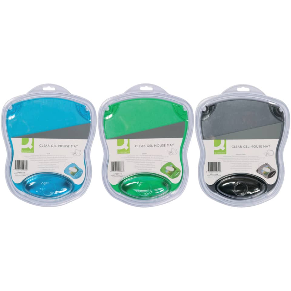Tappetino per mouse Q-Connect con poggiapolsi in gel 22x26x2,8 cm grigio trasparente - KF20084