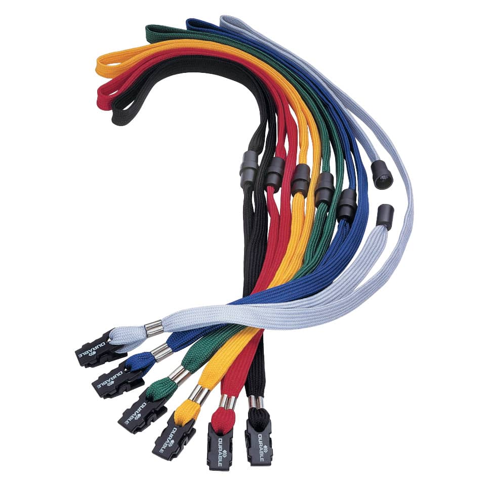 Cordoncino per portabadge DURABLE tessuto nero 10mm x 44cm  conf. 10 - 811901