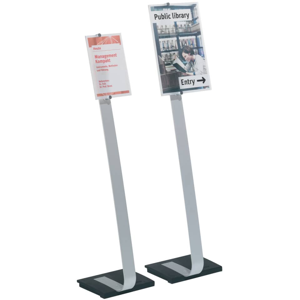 Espositore da terra DURABLE CRYSTAL SIGN STAND A4 argento metallizzato - 481823