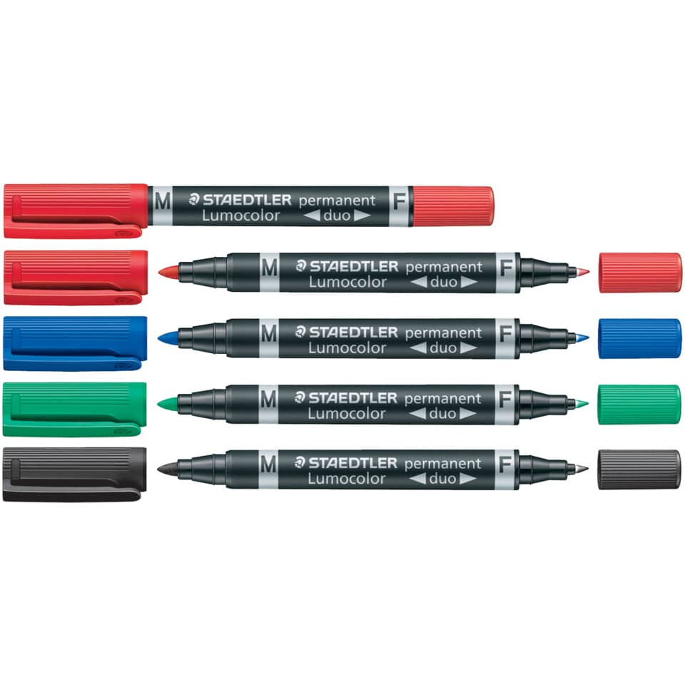 Marcatore doppia punta Staedtler Lumocolor permanent duo 348 0,6-1,5 mm rosso - 348-2