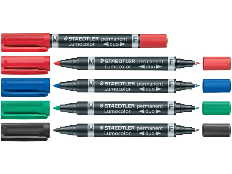 Marcatore doppia punta Staedtler Lumocolor permanent duo 348 0,6-1,5 mm rosso - 348-2