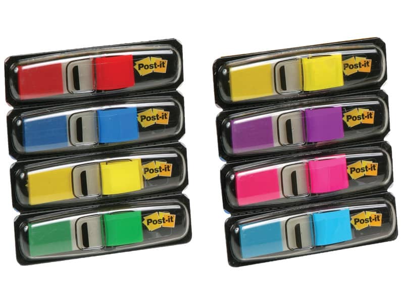 Segnapagina removibili Post-it® Index Mini con dispenser blu, giallo, verde, rosso  4 confezioni da 35 - 683-4
