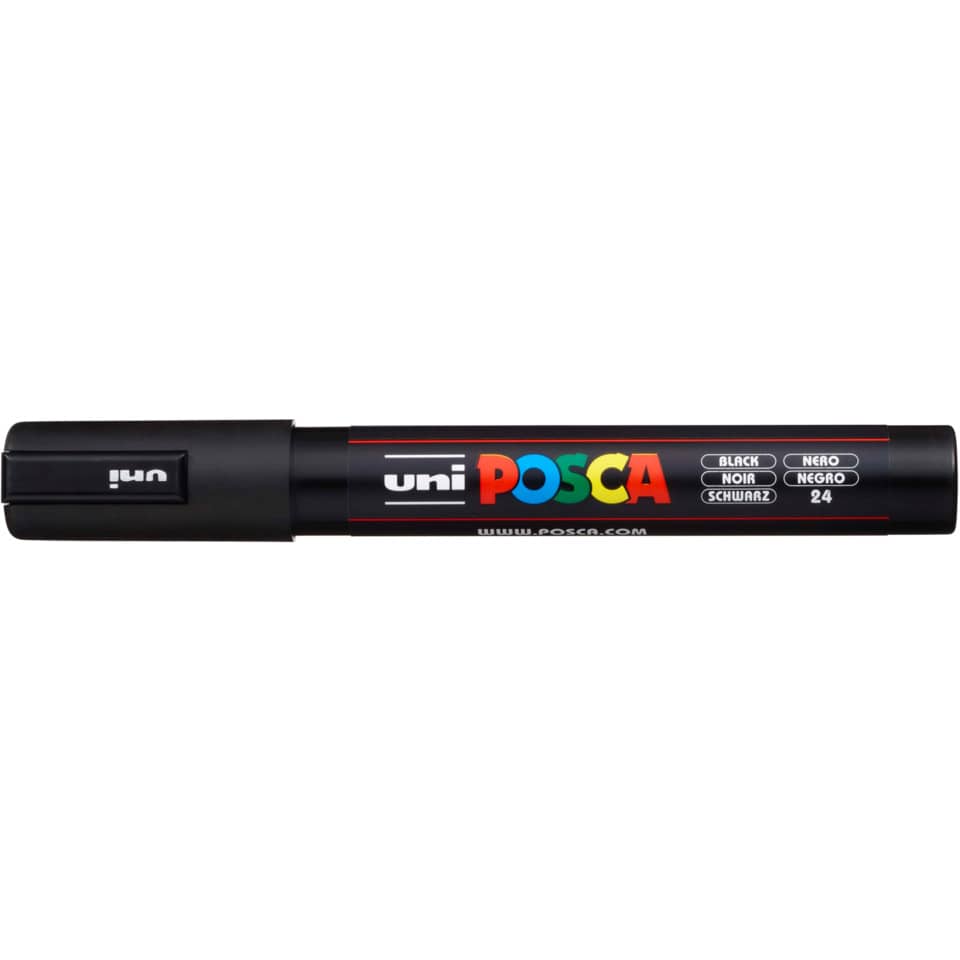 Marcatore a tempera POSCA Uni-Ball punta tonda 1,8-2,5 mm nero M PC5M N