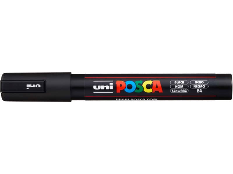 Marcatore a tempera POSCA Uni-Ball punta tonda 1,8-2,5 mm nero M PC5M N