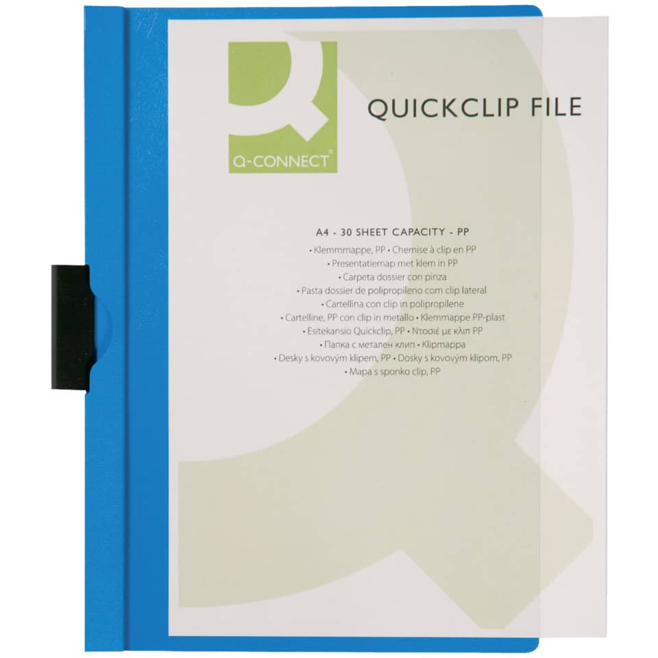 Cartellina con clip Q-Connect PVC 22x30,7 cm blu scuro KF00462