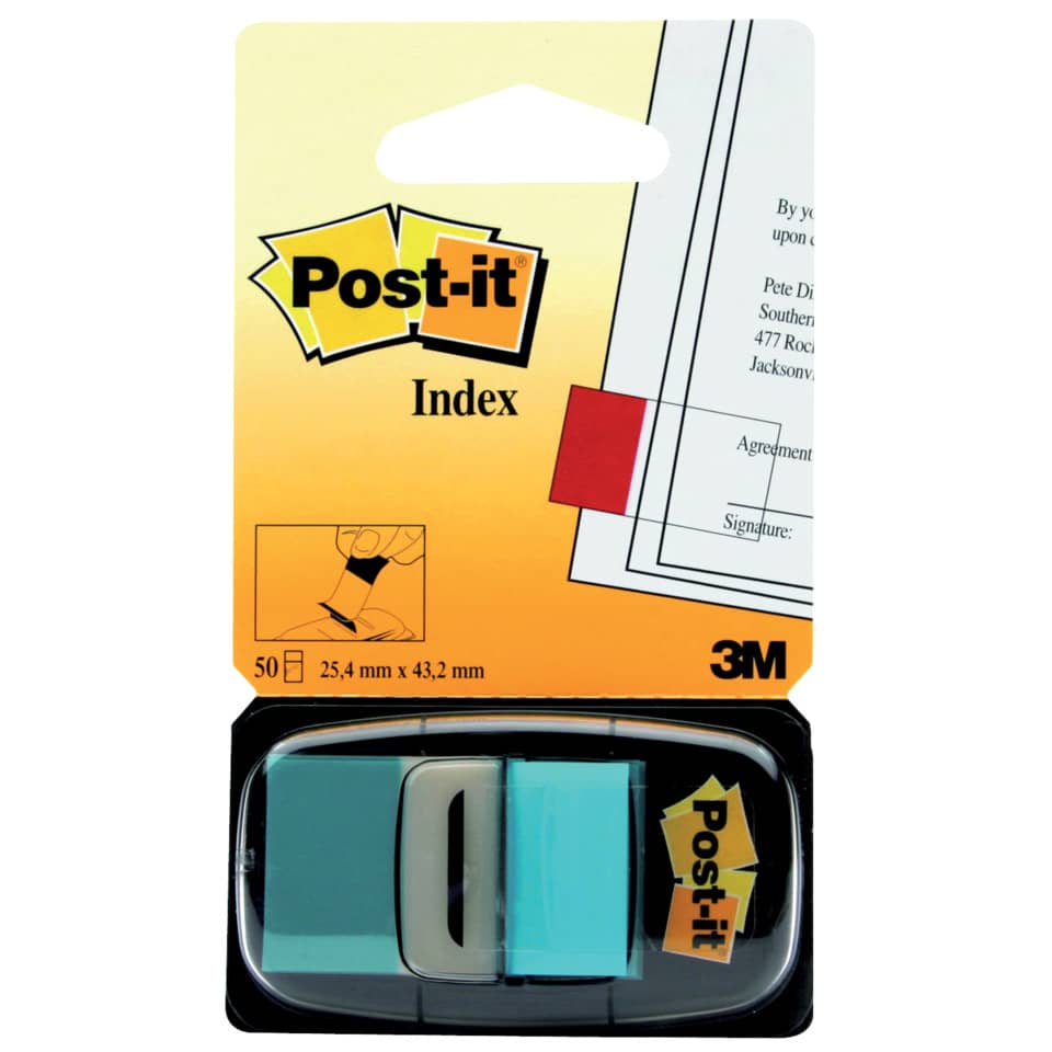 Segnapagina removibili Post-it® Index Medium con dispenser blu brillante 50 segnapagina - 680-23